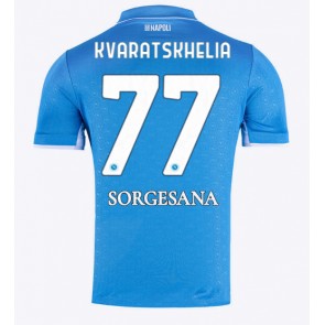 SSC Napoli Khvicha Kvaratskhelia #77 Replika Hjemmebanetrøje 2024-25 Kortærmet